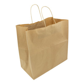 Paper Bag with Handles Kraft Brown 90g/m² 32+16x31cm (50 Units)