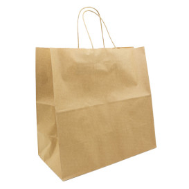 Paper Bag with Handles Kraft Brown 90g/m² 32+16x31cm (50 Units)