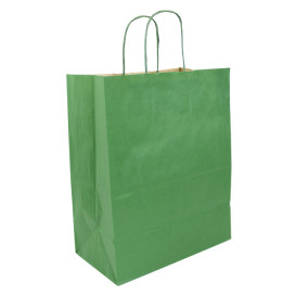 Paper Bag with Handles Kraft Green 80g/m² 26+14x32cm (250 Units) 