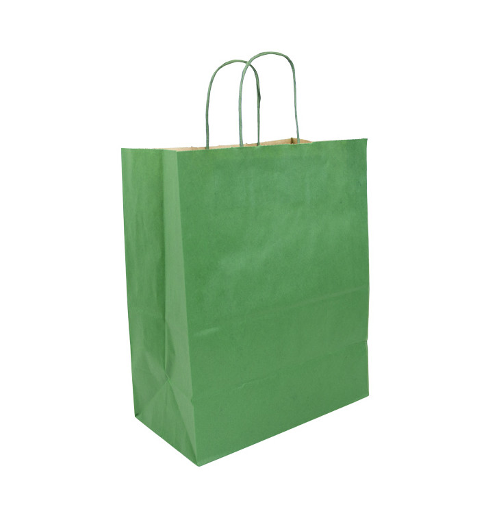 Paper Bag with Handles Kraft Green 80g/m² 26+14x32cm (50 Units) Paper Bag with Handles Kraft Green 80g/m² 26+14x32cm (50 Units)
