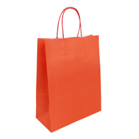 Paper Bag with Handles Kraft Red 100g/m² 25+11x31cm (25 Units)