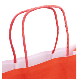 Paper Bag with Handles Kraft Red 100g/m² 25+11x31cm (25 Units)