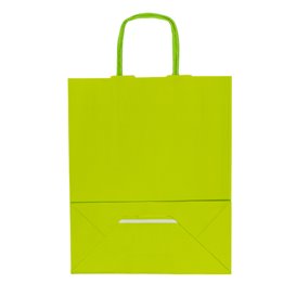 Paper Bag with Handles Green 100g/m² 22+9x23cm (25 Units)