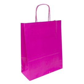 Fuchsia paper bag with handles 100g/m² 22+9x23cm (25 Uts)