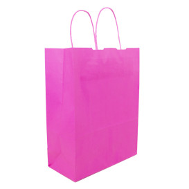 Paper Bag with Handles Fuchsia 100g/m² 25+11x31cm (200 Units)