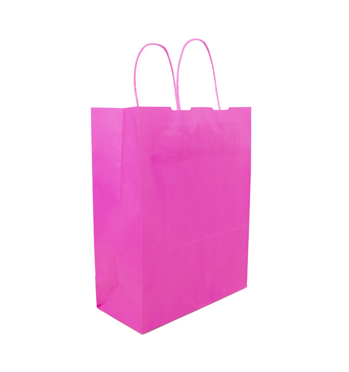 Paper Bag with Handles Fuchsia 100g/m² 25+11x31cm (200 Units) Paper Bag with Handles Fuchsia 100g/m² 25+11x31cm (200 Units)