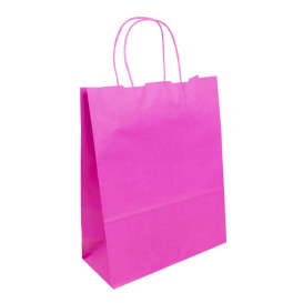 Paper Bag with Handles Fuchsia 100g/m² 25+11x31cm (25 Units) 