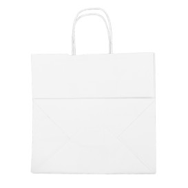 Paper Bag with Handles Kraft White 100g/m² 30+18x29cm (200 Units) 