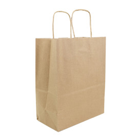 Paper Bag with Handles Kraft Brown 100g/m² 22+11x27cm (250 Units)