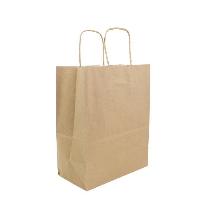 Paper Bag with Handles Kraft Brown 100g/m² 22+11x27cm (250 Units) Paper Bag with Handles Kraft Brown 100g/m² 22+11x27cm (250 Units)