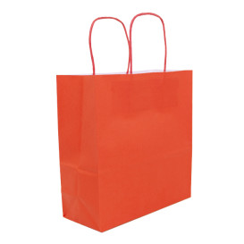 Paper Bag with Handles Kraft Red 100g/m² 22+9x23cm (250 Units)