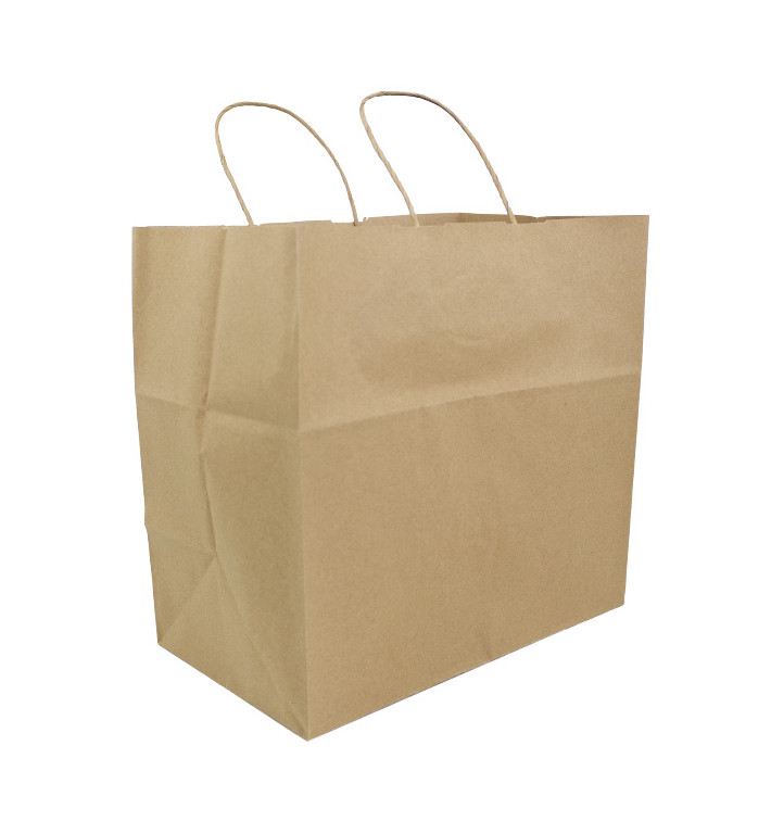Paper Bag with Handles Kraft Brown 100g/m² 30+18x29cm (200 Units) Paper Bag with Handles Kraft Brown 100g/m² 30+18x29cm (200 Units)