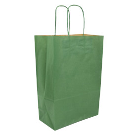 Paper Bag with Handles Kraft Green 80g/m² 20+10x29cm (50 Units) 