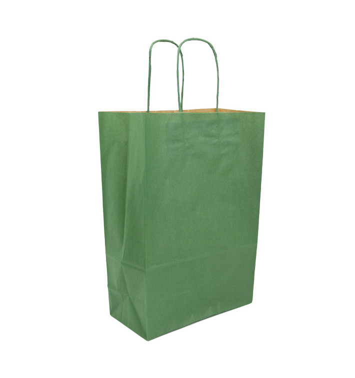 Paper Bag with Handles Kraft Green 80g/m² 20+10x29cm (50 Units) Paper Bag with Handles Kraft Green 80g/m² 20+10x29cm (50 Units)