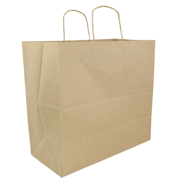 Paper Bag with Handles Kraft Brown 100g/m² 35+18x34cm (250 Units)