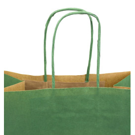 Paper Bag with Handles Kraft Green 80g/m² 20+10x29cm (50 Units) 