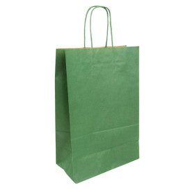 Paper Bag with Handles Kraft Green 80g/m² 20+10x29cm (50 Units) 