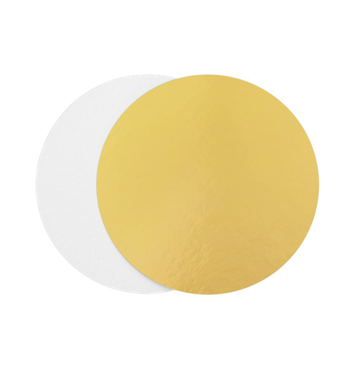 Paper Cake Circle Gold and White 24cm (100 Units) 