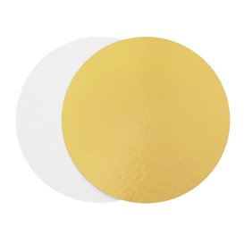 Paper Cake Circle Gold and White 24cm (400 Units)