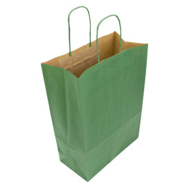 Paper Bag with Handles Kraft Green 80g/m² 20+10x29cm (50 Units) 