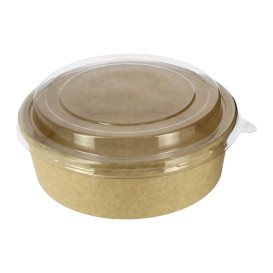 Paper Container Kraft-Kraft + RPET Lid 33Oz/1000 ml (100 Units)