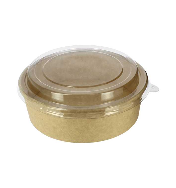 Paper Container Kraft-Kraft + RPET Lid 33Oz/1000 ml (25 Units) Paper Container Kraft-Kraft + RPET Lid 33Oz/1000 ml (25 Units)