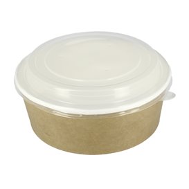 Paper Soup Bowl with Lid Kraft PP 33Oz/1000ml (100 Units)