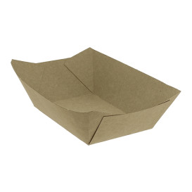 Paper Food Boat Tray Kraft-Kraft 350ml 10,6x7,3x4,5cm (25 Units) 