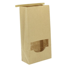 Paper Bag without Handle Kraft and Window 12+6x23,5cm (1000 Uds)