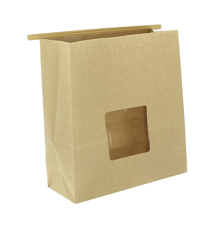 Paper Bag without Handle Kraft and Window 20+8x23cm (500 Uds)