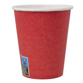 Plastic-Free Paper Cup 9 Oz/250ml "Colors" Red Ø8,0cm (300 Units)