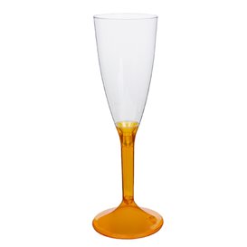 Plastic Stemmed Flute Sparkling Wine Orange Clear 120ml 2P (40 Units)
