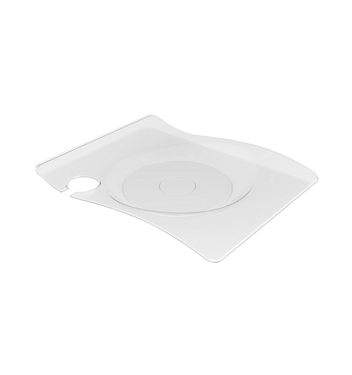 Plastic Plate with Glass Holder PS "Forma" Clear 22x18 cm (12 Units) Plastic Plate with Glass Holder PS "Forma" Clear 22x18 cm (12 Units)