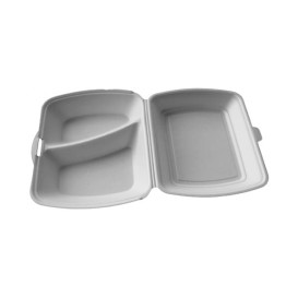 Foam Lunch Box 2 Compartments White 2,40x2,10x0,70cm (125 Units)  