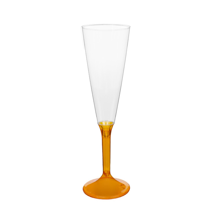 Plastic Stemmed Flute Sparkling Wine Orange Clear 160ml 2P (200 Units) Plastic Stemmed Flute Sparkling Wine Orange Clear 160ml 2P (200 Units)