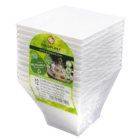 Tasting Plastic Bowl PS "Pagoda" Medium Size White 200 ml (12 Units) 