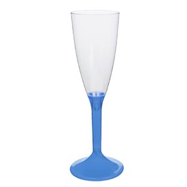 Plastic Stemmed Flute Sparkling Wine Blue Clear 120ml 2P (40 Units)
