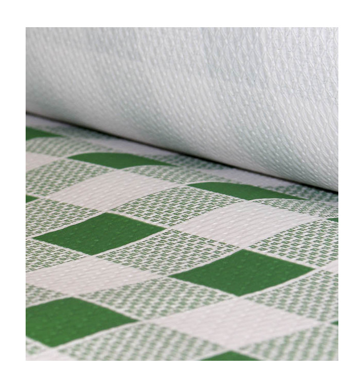 Paper Tablecloth Roll Green Checkers 1x100m. 40g (6 Units)