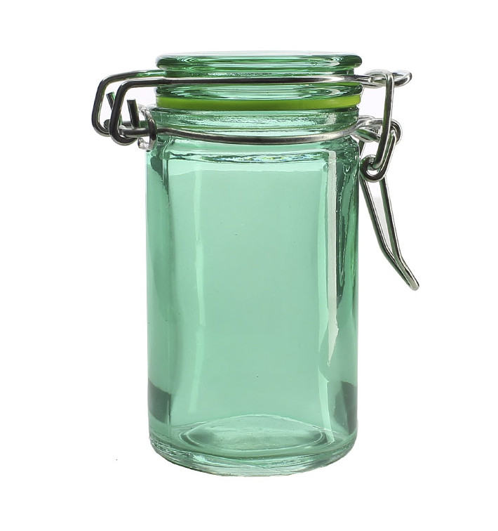 Glass Storage Jar Airtight Green 70ml Ø4,5x8cm (8 Units) Glass Storage Jar Airtight Green 70ml Ø4,5x8cm (8 Units)