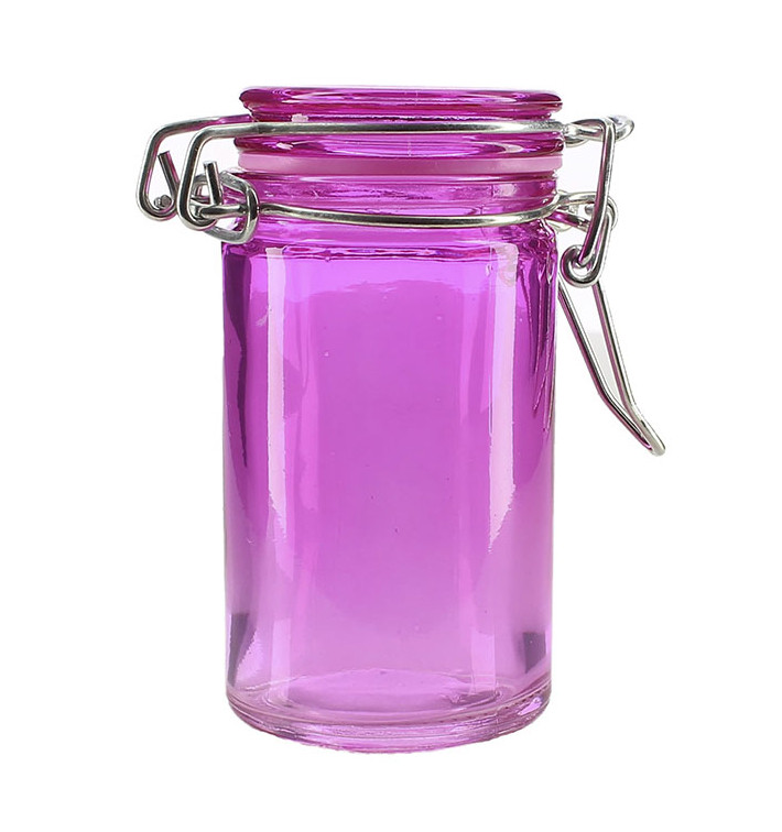 Glass Storage Jar Airtight Lilac 70ml Ø4,5x8cm (8 Units) Glass Storage Jar Airtight Lilac 70ml Ø4,5x8cm (8 Units)