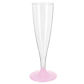 Reusable Plastic Stemmed Flute Sparkling Wine Pink 140ml 2P (48 Units)