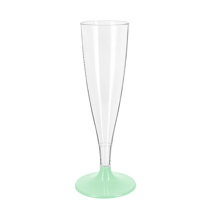 Reusable Plastic Stemmed Flute Sparkling Wine Green 140ml 2P (6 Units) Reusable Plastic Stemmed Flute Sparkling Wine Green 140ml 2P (6 Units)