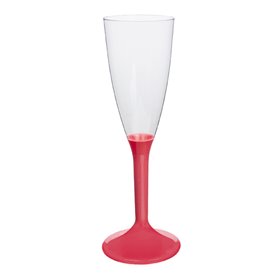 Plastic Stemmed Flute Sparkling Wine Coral 120ml 2P (20 Units)