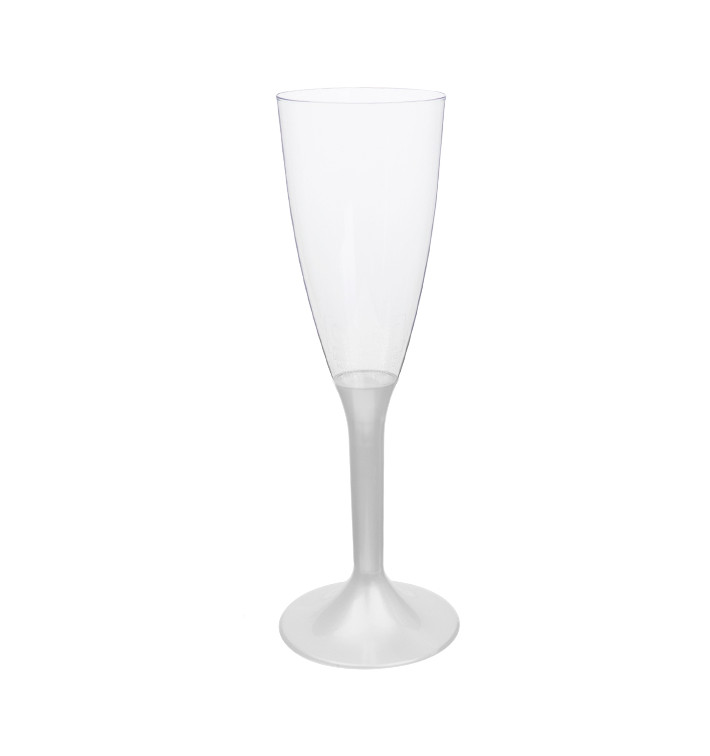 Plastic Stemmed Flute Sparkling Wine White Pearl 120ml 2P (200 Units)