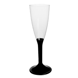 Plastic Stemmed Flute Sparkling Wine Black 120ml 2P (40 Units)