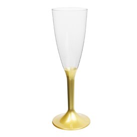 Plastic Stemmed Flute Sparkling Wine Gold 120ml 2P (40 Units)