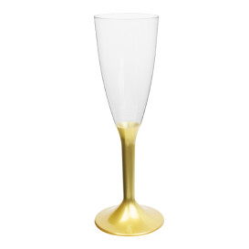 Plastic Stemmed Flute Sparkling Wine Gold 120ml 2P (40 Units)