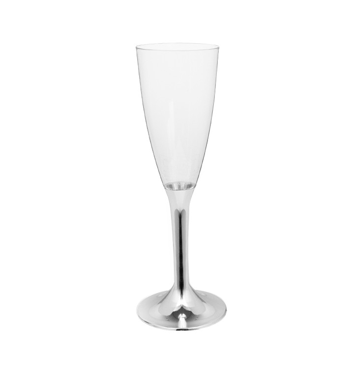 Plastic Stemmed Flute Sparkling Wine Silver Chrome 120ml 2P (40 Units) Plastic Stemmed Flute Sparkling Wine Silver Chrome 120ml 2P (40 Units)