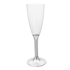 Plastic Stemmed Flute Sparkling Wine Niquel Chrome 120ml 2P (40 Units)