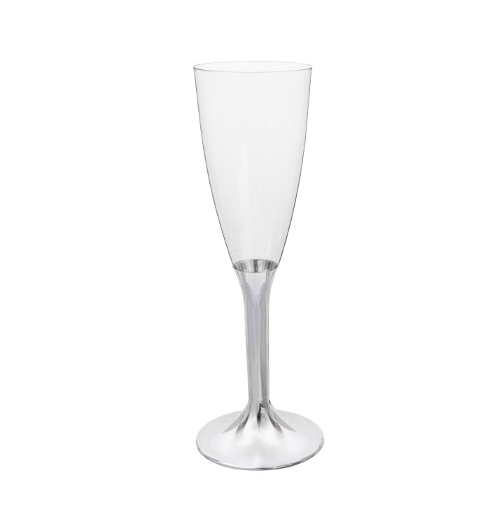 Plastic Stemmed Flute Sparkling Wine Niquel Chrome 120ml 2P (40 Units) Plastic Stemmed Flute Sparkling Wine Niquel Chrome 120ml 2P (40 Units)